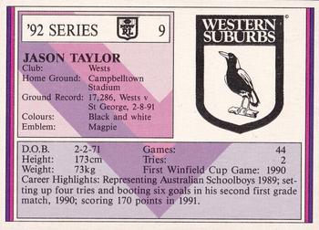 1992 Regina NSW Rugby League #9 Jason Taylor Back